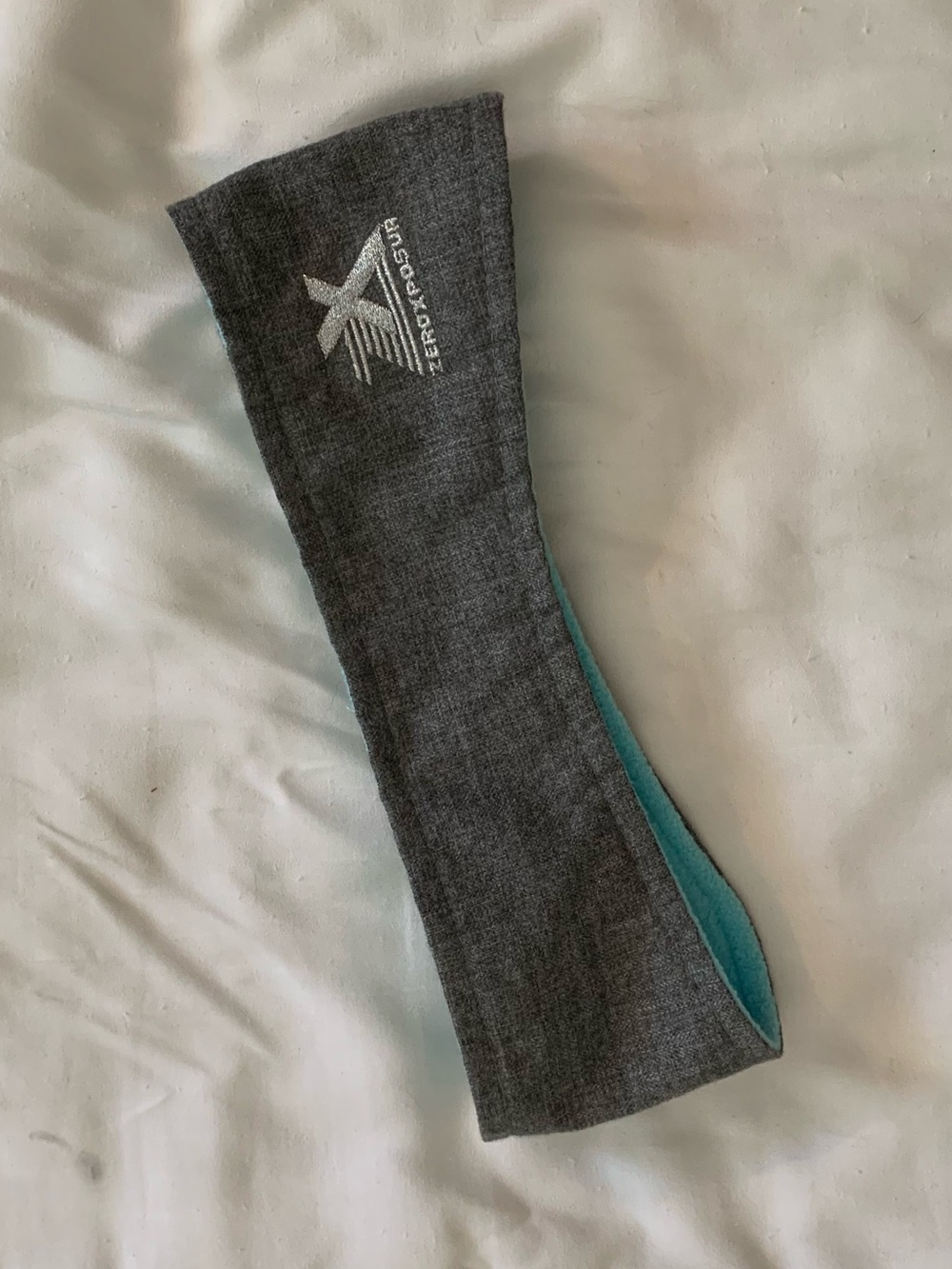 ZeroXposur Gray/Blue Fleece Lined Adjustable Running Headband